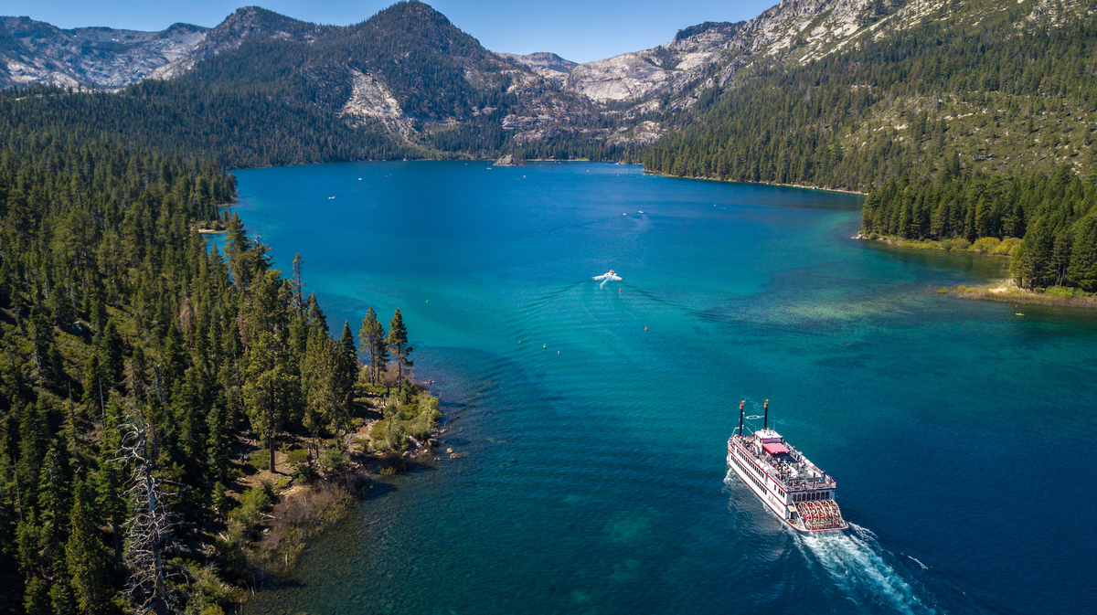 MS Dixie II in Emerald Bay on a summer day