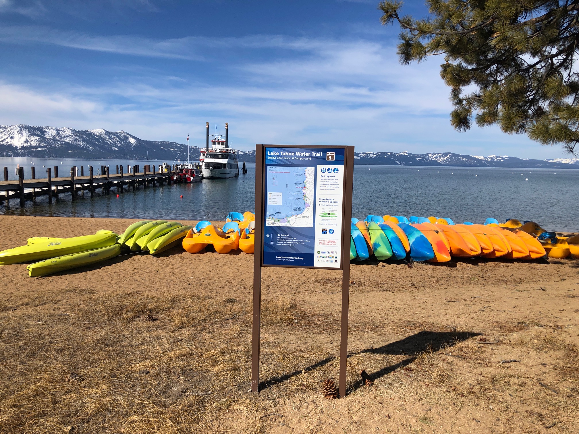 Zephyr Cove Lake Tahoe Water Trail sign